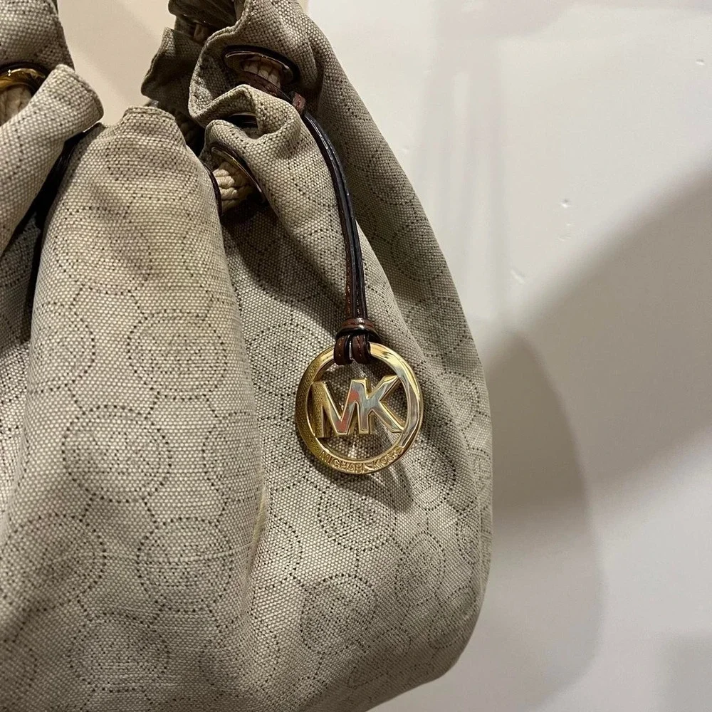 Y2K 2000s Michael Kors Marina drawstring Monogram tote Shoulder Bag / Handbag